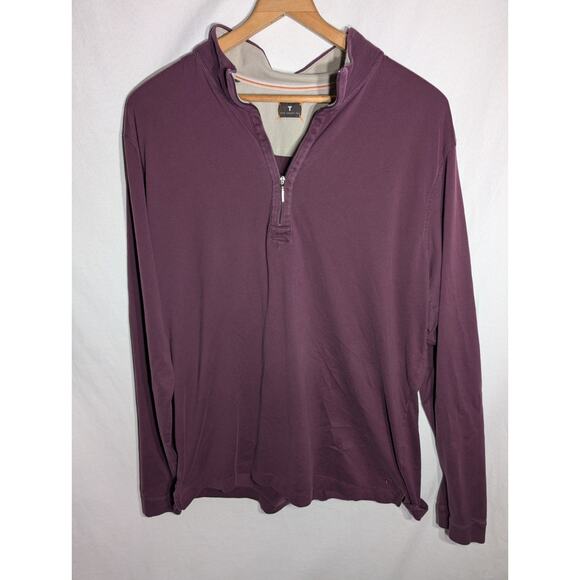 Left Coast Tee Mens 1/4 Zip Long Sleeve Pullover Sz XL Burgundy Pima Cotton Peru - Picture 1 of 6